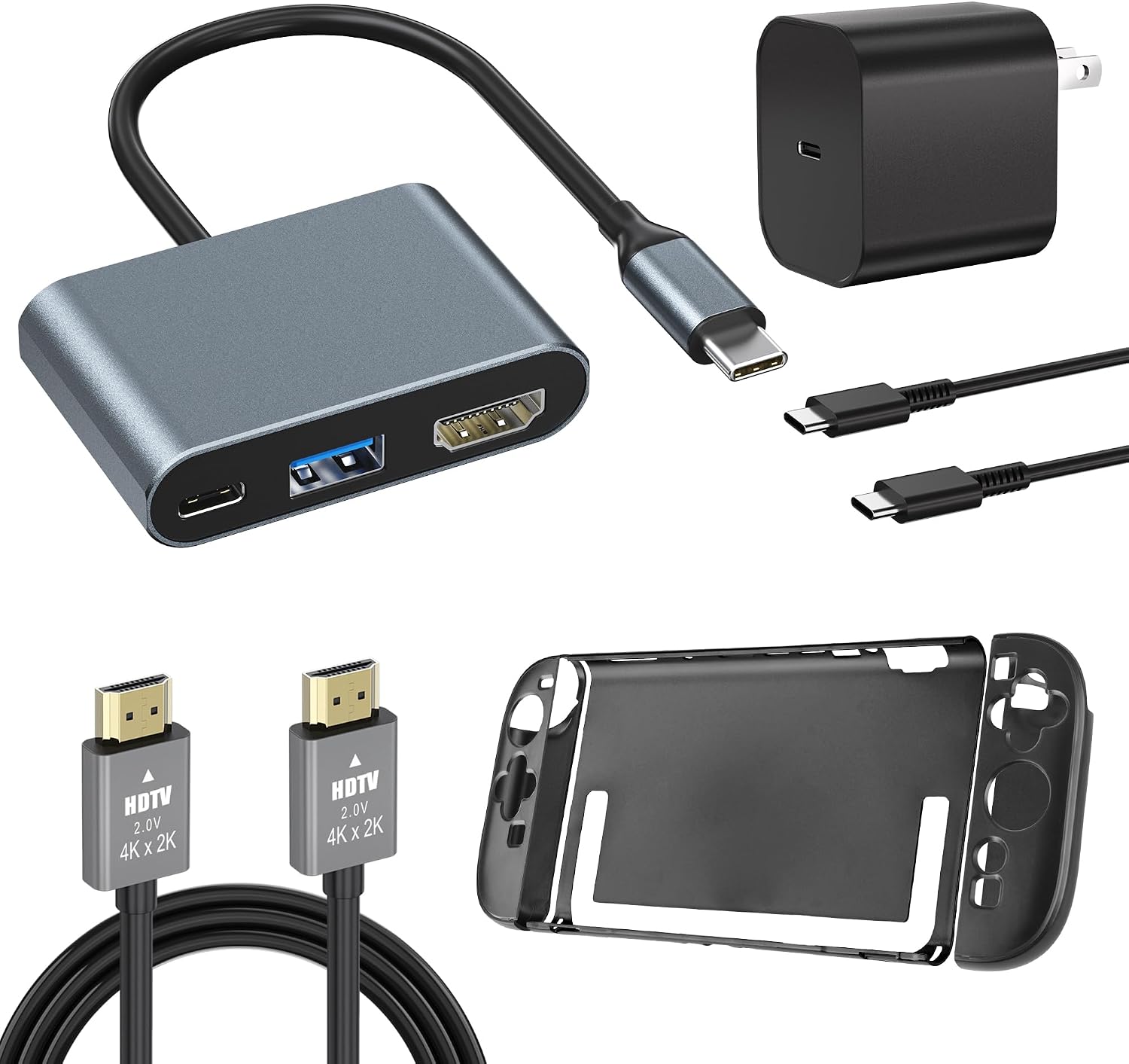TV Dock Compatible with Switch 2,Support 4K@60Hz~120Hz | Aluminum Alloy Travel TV Dock with 20V/3A Power Adapter&Cable and Protective Case for Switch 2