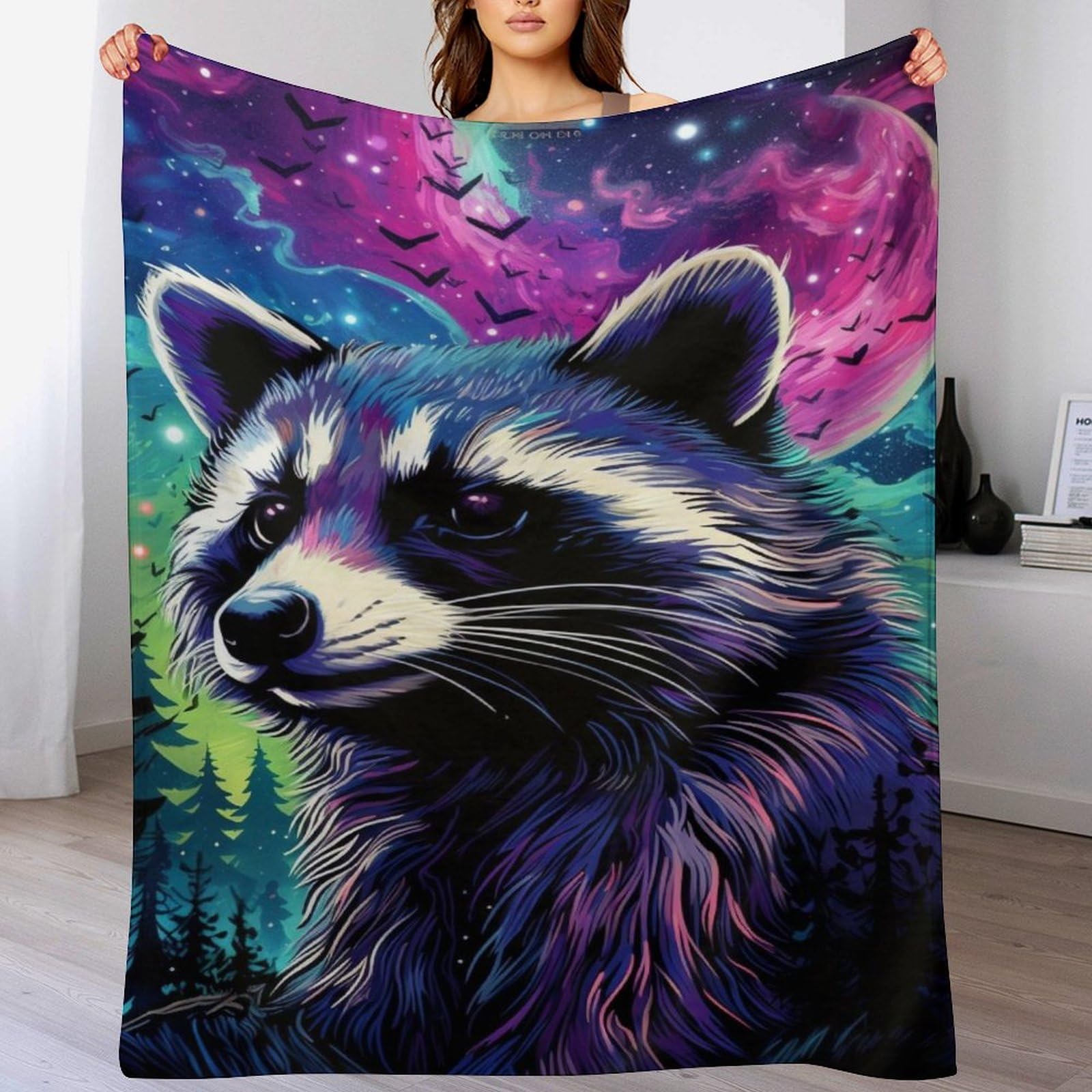 Couverture en flannel douce raton laveur, un câlin de chaleur pour toute la famille