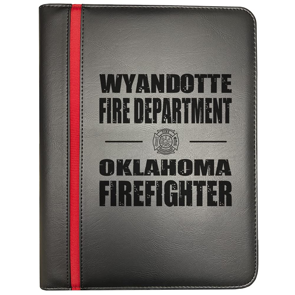 BrotherhoodCompatible with Wyandotte Oklahoma Fire Departments Firefighter Thin Red Line Firefighters Portfolio Padfolio Organizer Firefighter's Prayer Print Thin Red Line Maltese Cross Decal Pack of 1