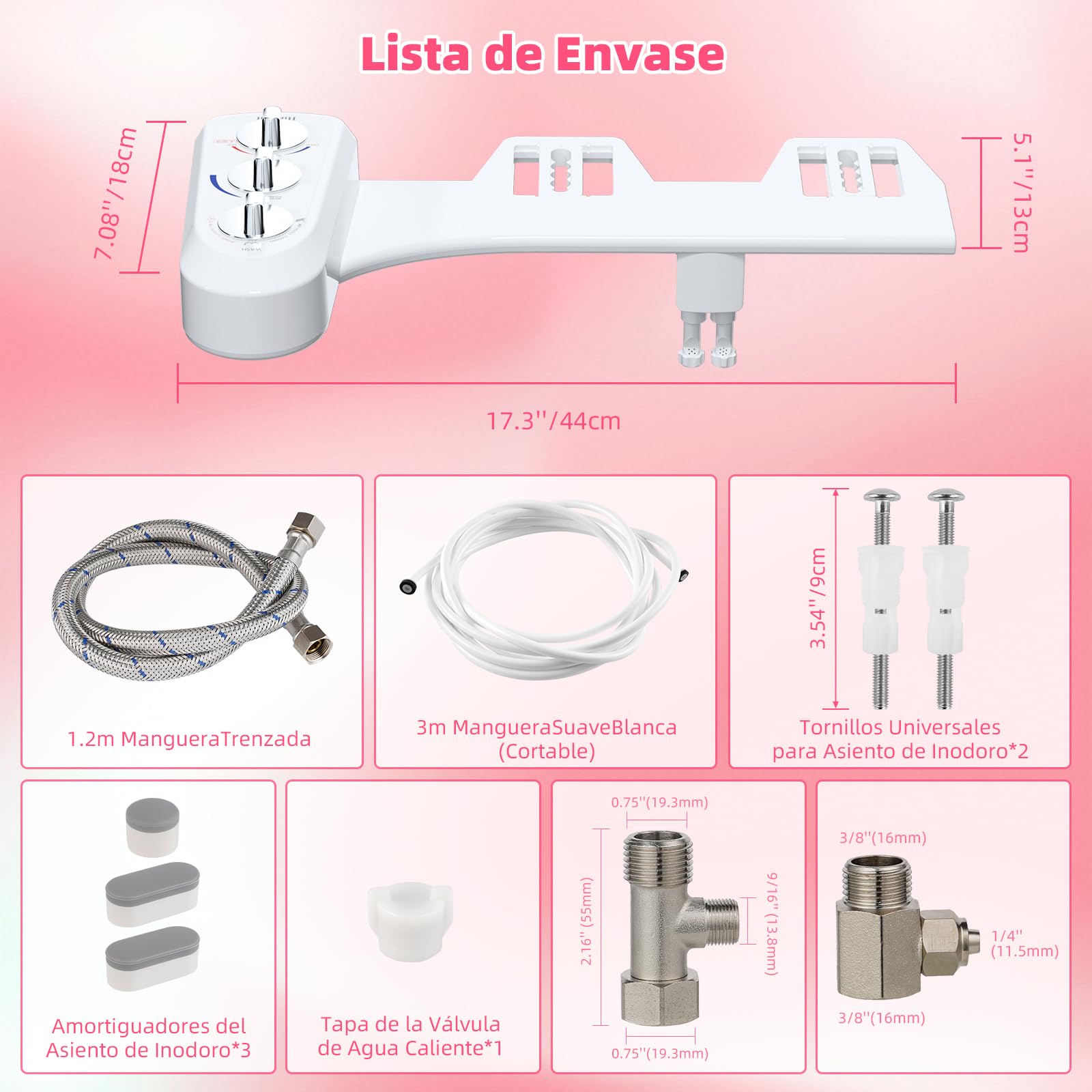 Hibbent Bidés, Ducha-bidé de WC para la higiene íntima Boquilla de autolimpieza - Accesorio mecánico no eléctrico pulverizador de agua Caliente y fría(Conector 1/2’’)