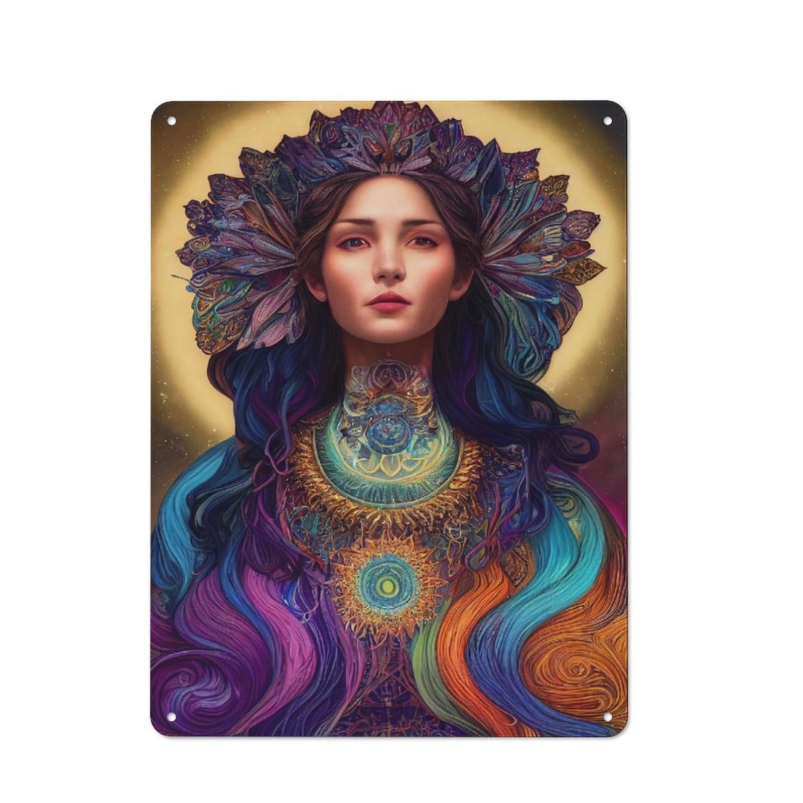 Junmoney Goddess Of Ethereal Light Old Fashioned Retro Metal Sign 40X30cm Featuring Vintage Wall Decor For Kitchen, Hallway, Bar Or Small Cafe