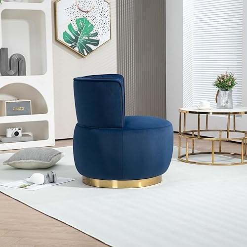 Miniatura 4 de Homtique Silla giratoria para sala de estar, moderna silla tapizada de tela de terciopelo con barril redondo, giratoria de 360 grados, pequeña silla