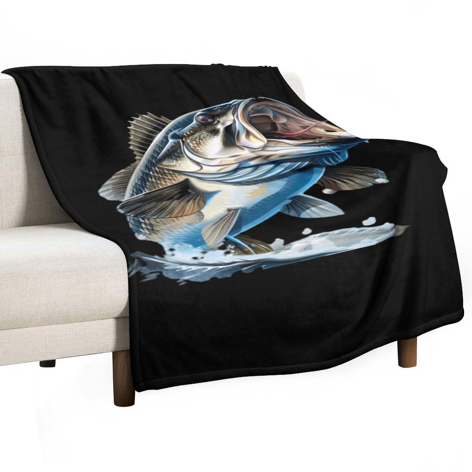 Cgsbngha Style Bass Fishing Flannel Fleece Blanket Lightweight Soft Throw Blankets For Sofa Couch Bed Chair