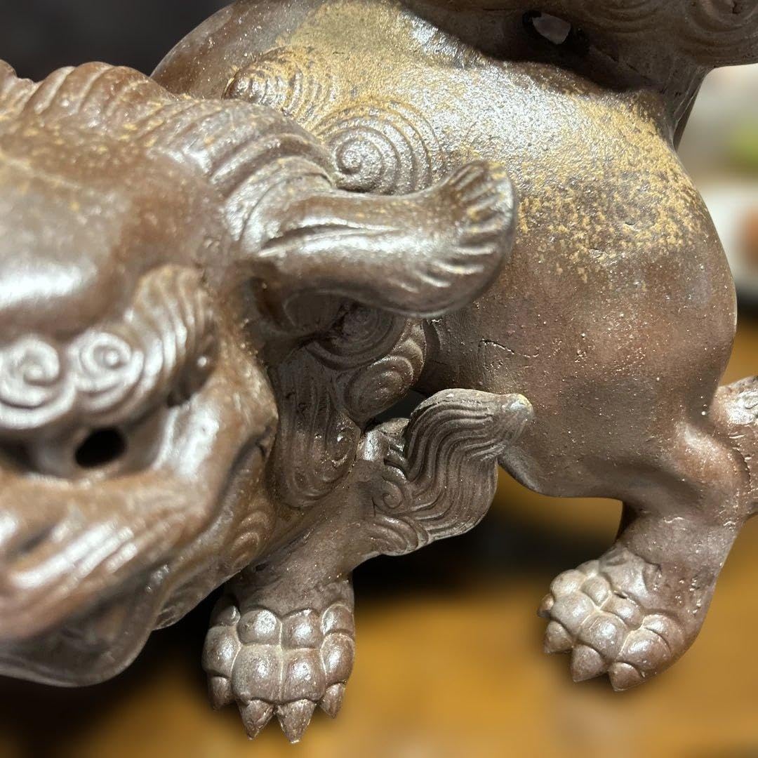 Amazon.co.jp: 備前焼 狛犬 獅子 縁起物 美術品 アンティーク
