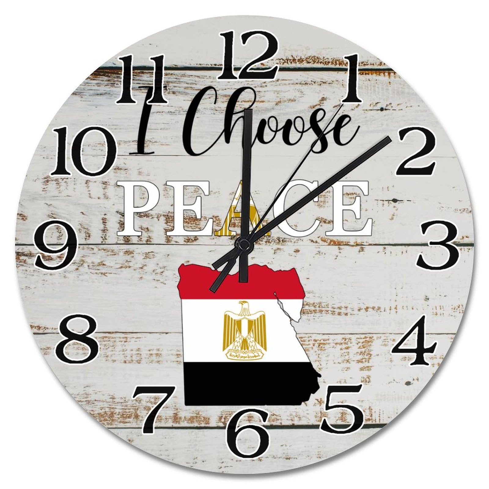 Grande horloge murale drapeau Égypte silencieuse de 38 cm pour salon et chambre