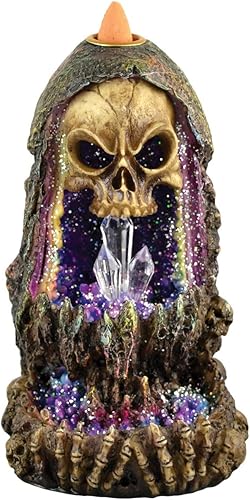 Fantasy Gifts Quemador de incienso Geode Skull Back Flow w/LED - 6.5"