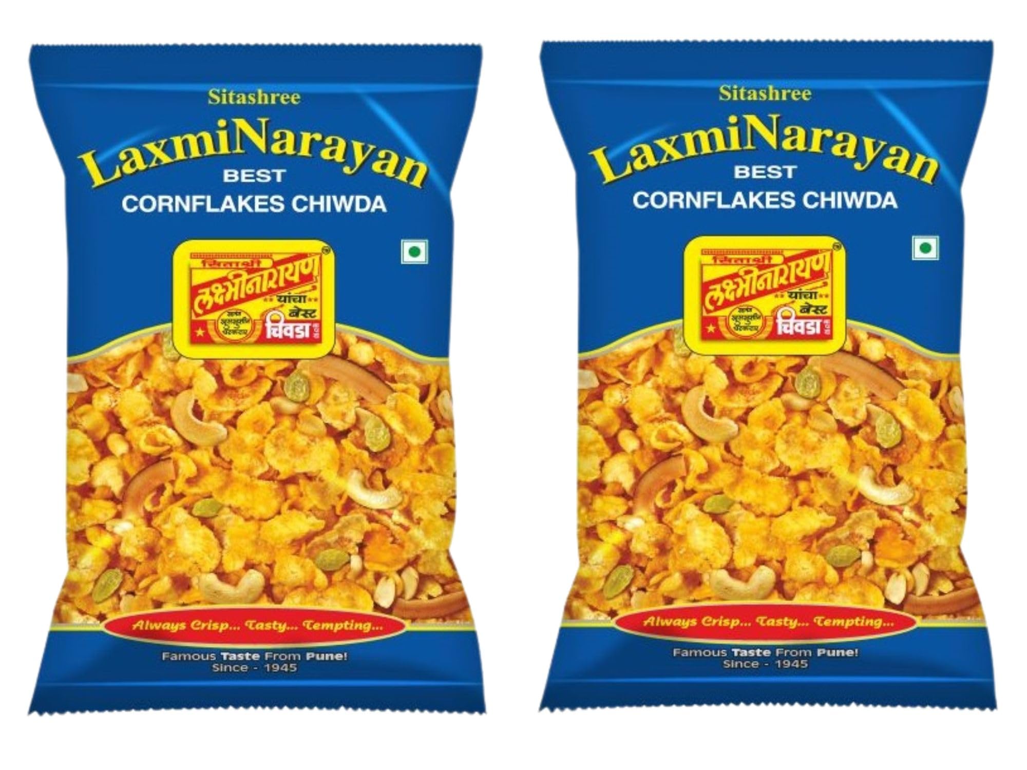 Sitashree Laxminarayan Chiwda - Pack of 2 (Cornflakes Chiwda 400g x 2)