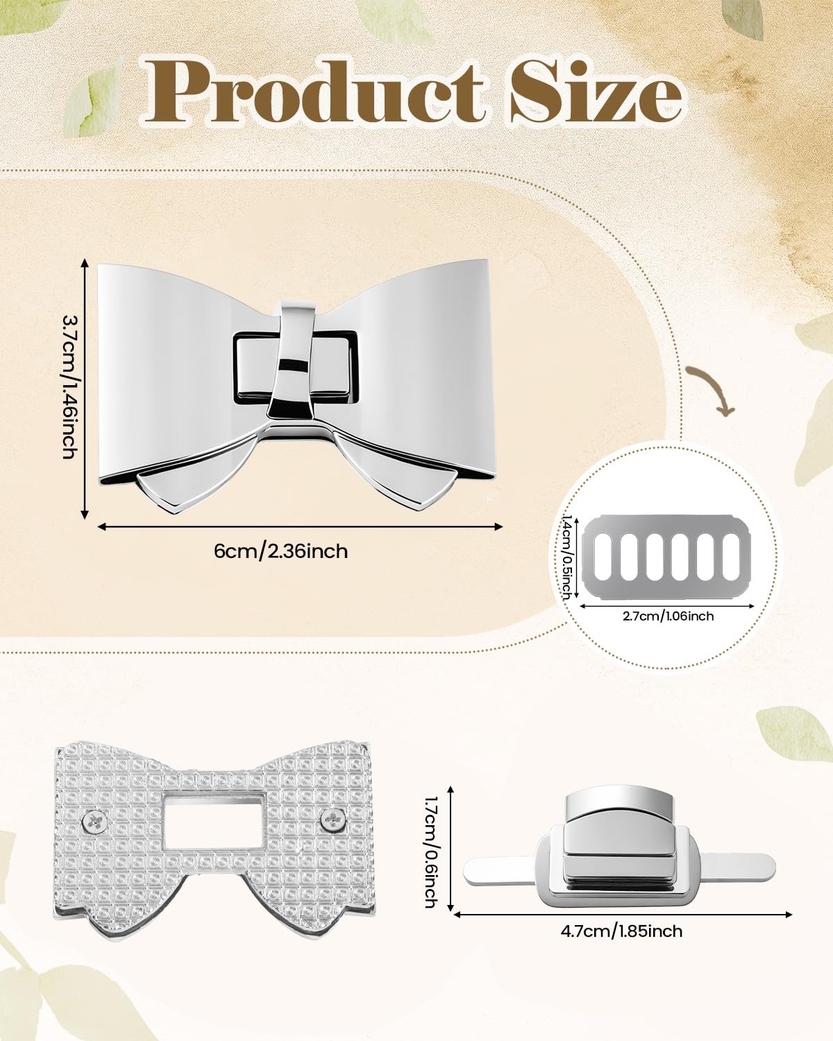 6 Pieces Bowknot Closure Turn Lock Clasp, Metal Purse Twist Turn Locks Purse Bag Closure Clasp for DIY Purse Handbag Making Accessories (Multicolor)