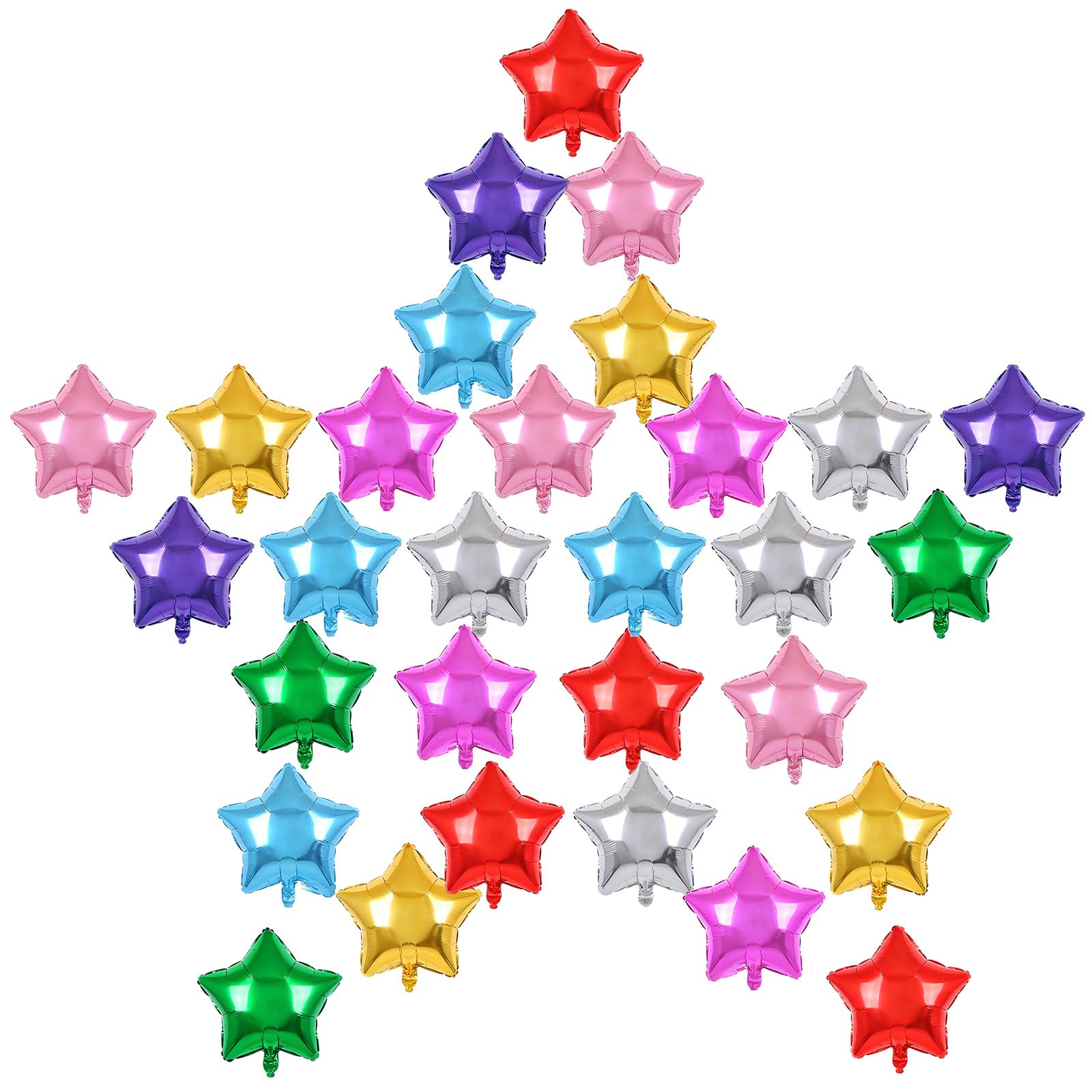 30 Pcs Mixed Color Star Shaped Foil Balloons 10 Inch, Star Shaped Helium Balloons, Suitable for Decorating Birthday Parties, Weddings, Baby Showers, Anniversaries, and Various Holidays