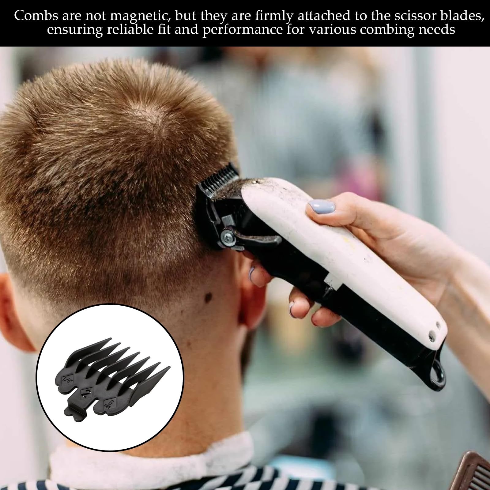 10 Pcs Hair Clipper Guards Set,Clipper Guards for Wahl Replacement Accessories of Different Sizes,Universal Replacement Hair Clippers Limit Comb Set for Wahl and Most Clippers (Black) - Image 4