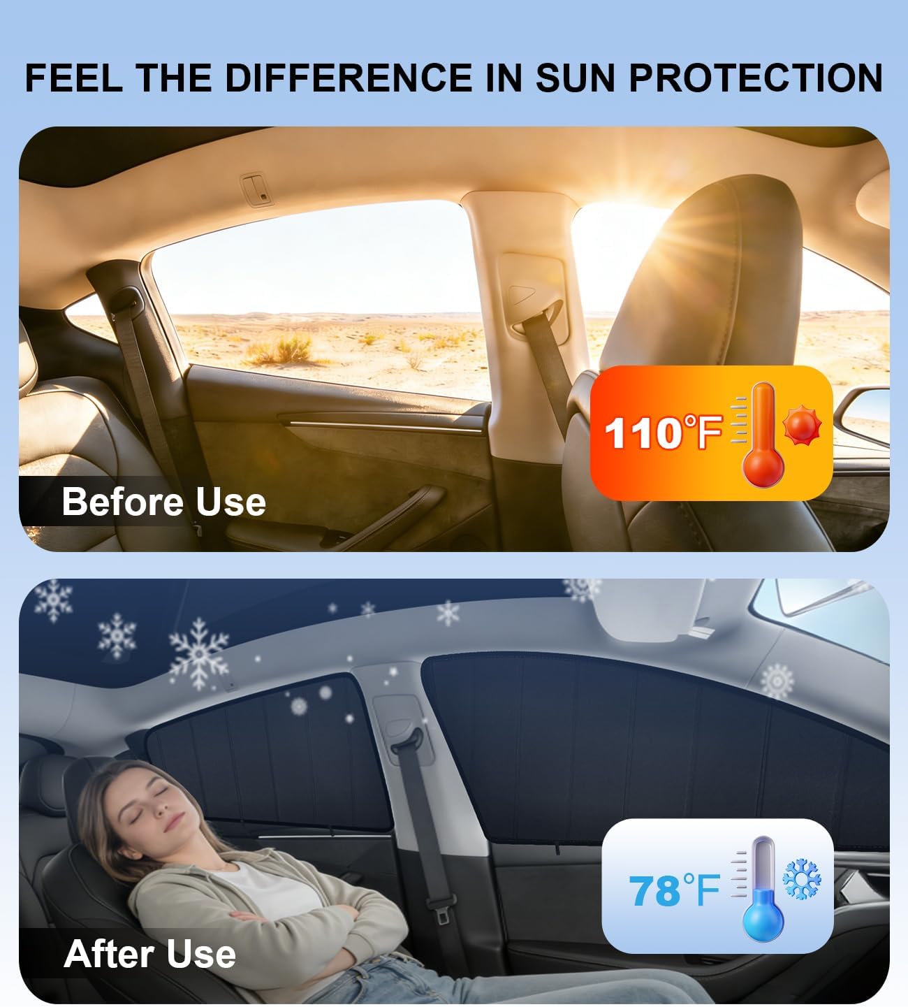 XCBYT Car Side Window Sunshade for 2025 2026 Tesla Model Y Juniper, Custom Fit Privacy Window Covers with Accordion Folding Design, UV Blocking & Heat Insulation (6 PCS)