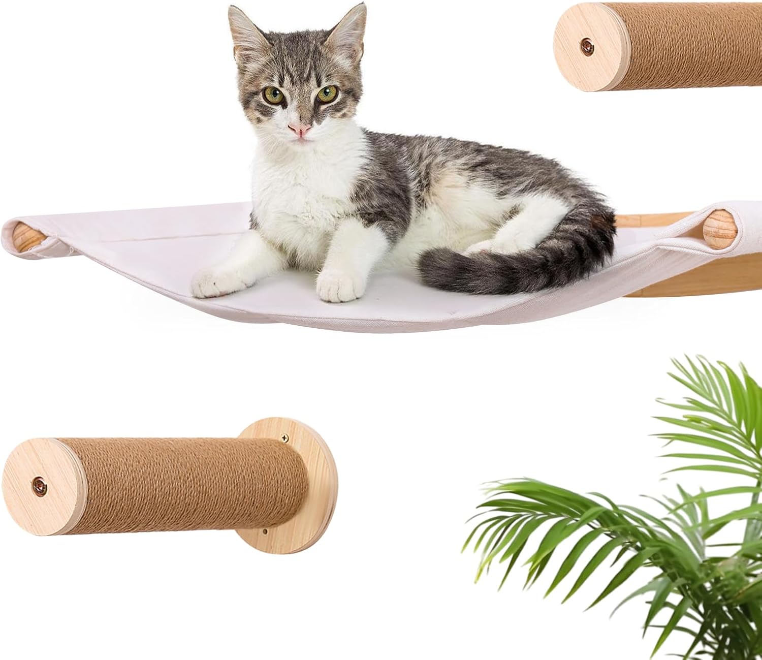 Cat Hammock with Two Steps, Wall Mounted cat Rack for Sleeping, Climbing, Playing, and Resting. Wall Mounted Bed and Niche Suitable for Cats Modern cat Bed Furniture