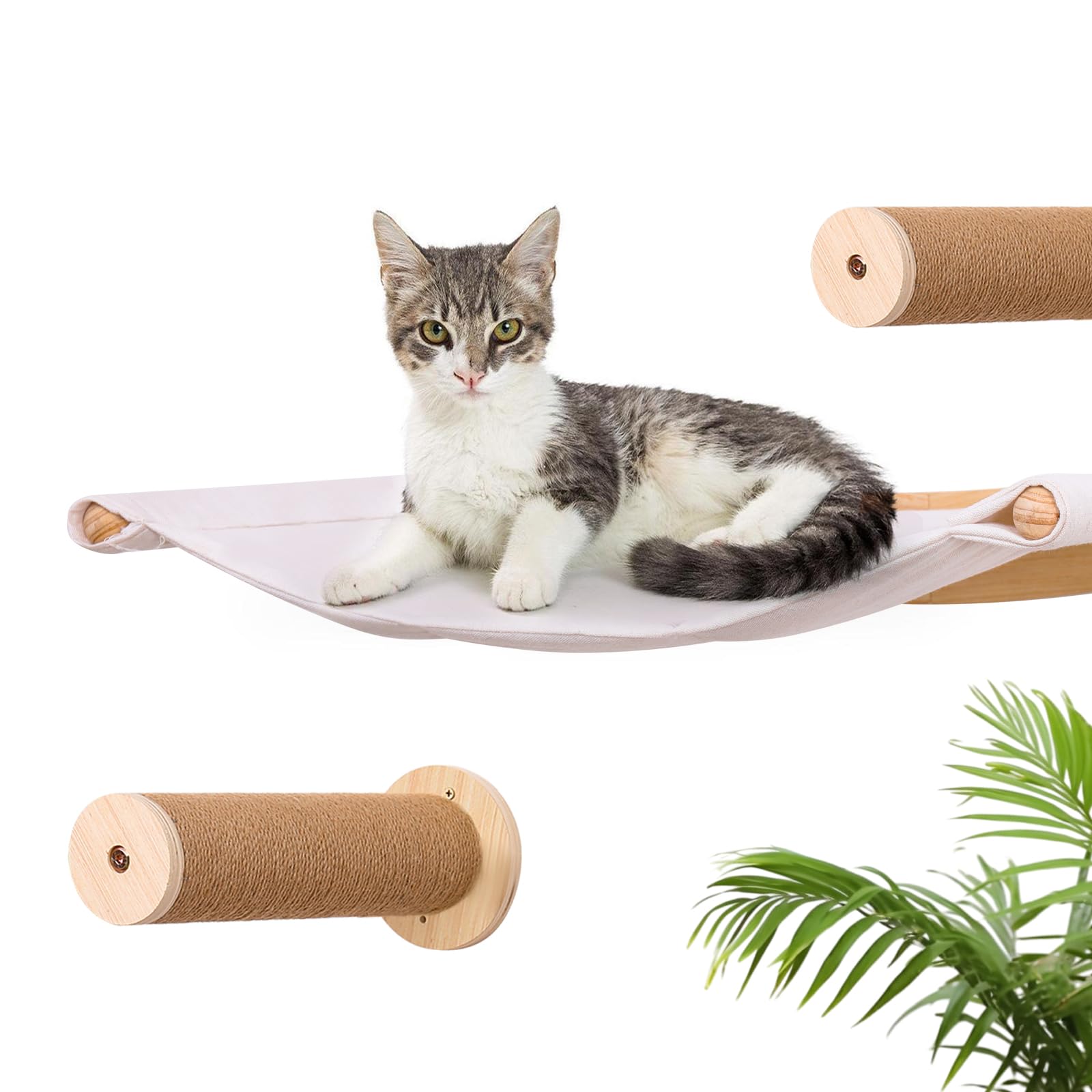 YJTREMFYX Cat Hammock with Two Steps, Wall Mounted cat Rack for Sleeping, Climbing, Playing, and Resting. Wall Mounted Bed and Niche Suitable for Cats