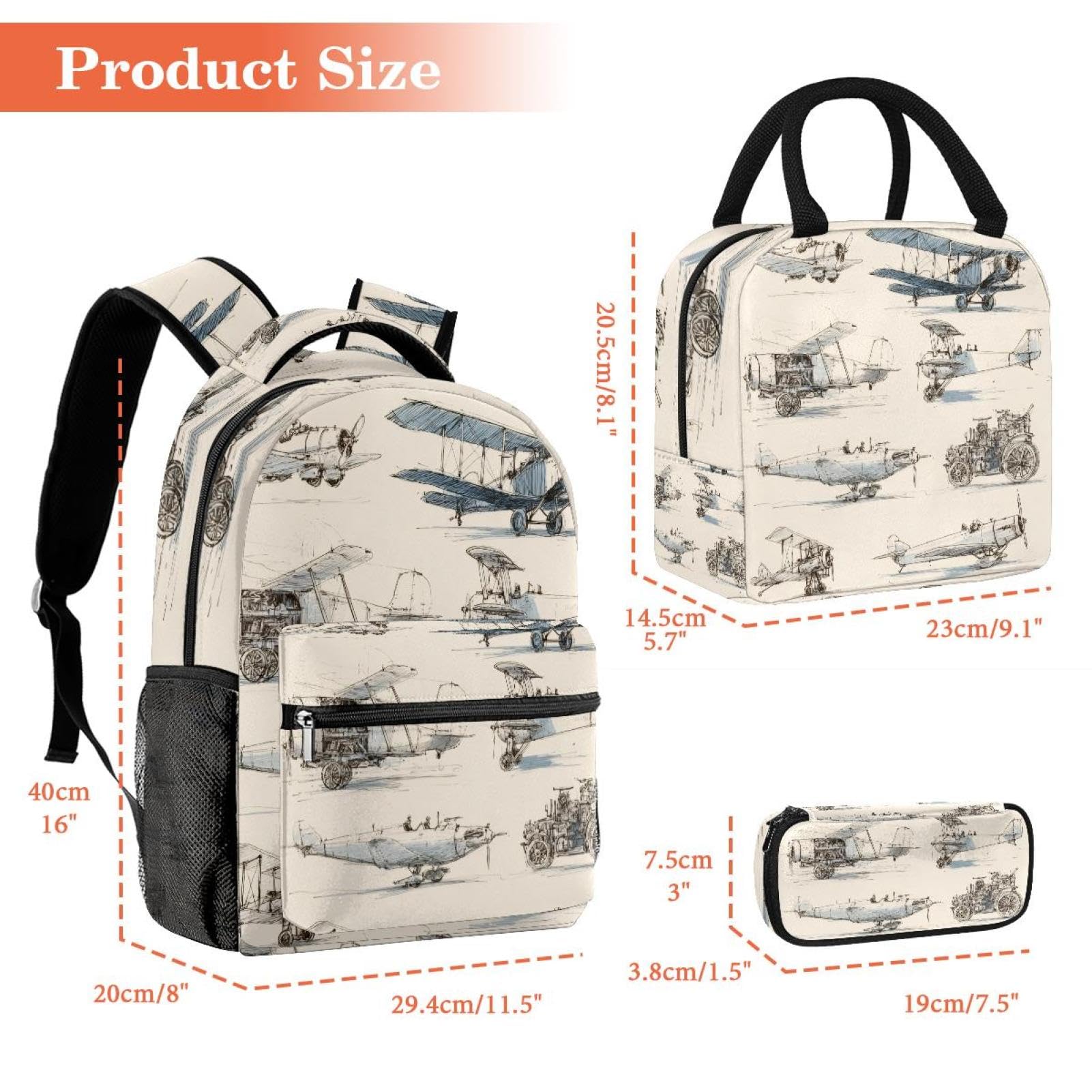 Set di zaino scolastico con borsa per il pranzo e astuccio, 3 pezzi, set di libri scolastici, zaino da viaggio, zaino casual per adolescenti, ragazze, ragazzi, primaria, junior, medio