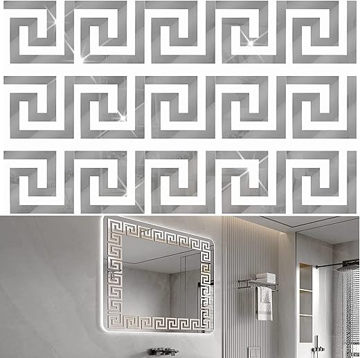 100 Pieces Removable Acrylic Mirror Setting, Mirror Tiles Wall Sticker Decal,Mirror Wall Stickers for Home Living Room Bedroom Decor,Room Decor Aesthetic(Silver)