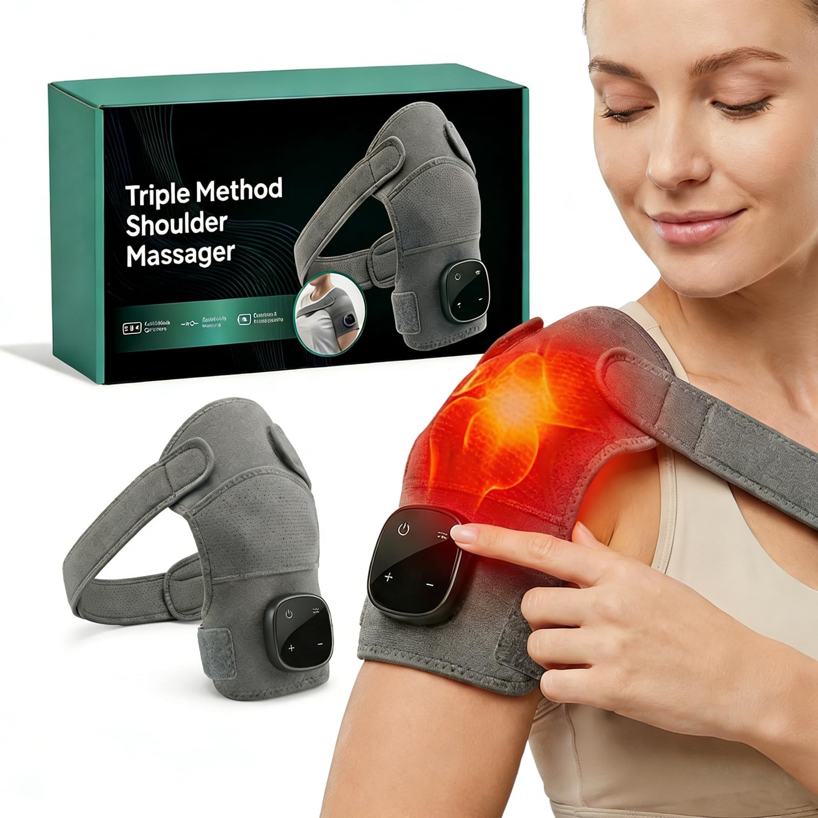Massaggiatore Per Spalle Triple Method, Massaggiatore Portatile per Spalle E Collo, Shoulder Massager, Tre Impostazioni Regolabili, Allevia Delicatamente Dolore Collo e Spalle