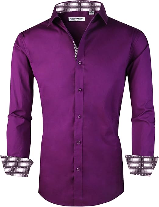 Alex Vando Mens Dress Shirts Regular Fit Long Sleeve Stretch Business Dress Shirts for Men