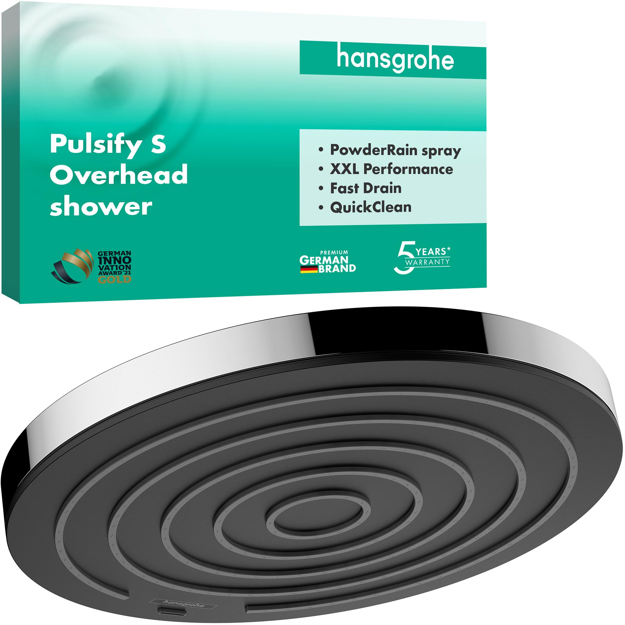 Hansgrohe Chrome Pulsify S - Overhead Shower, Fixed Shower Head 260Mm, Rainfall Shower Head With 1 Spray, 24140000