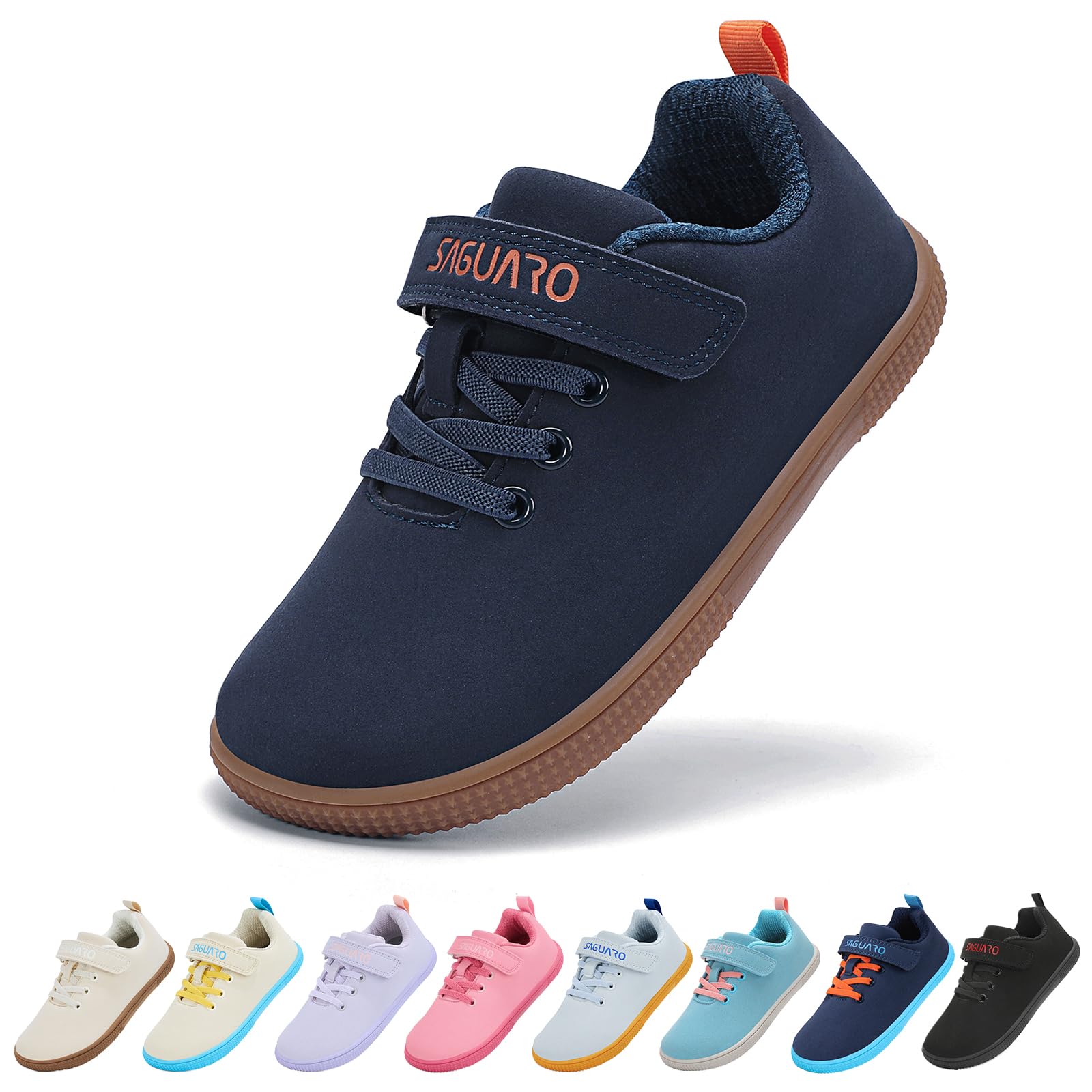 SAGUARO Barfußschuhe Kinder Barfussschuhe Hallenschuhe Jungen Mädchen Barfuß Sneaker Breite Kinderschuhe Outdoor Turnschuhe für Schule und Spielplatz Navy Blau, Gr.27