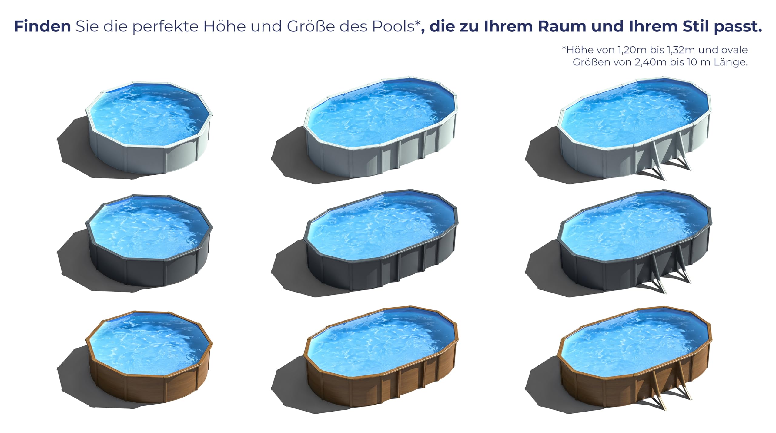 Gre Pool KIT350W Pacific - Aufstellpool aus Stahl, rund, mit Holzoptik. Abnehmbare Gartenpool. 350 x 120 cm