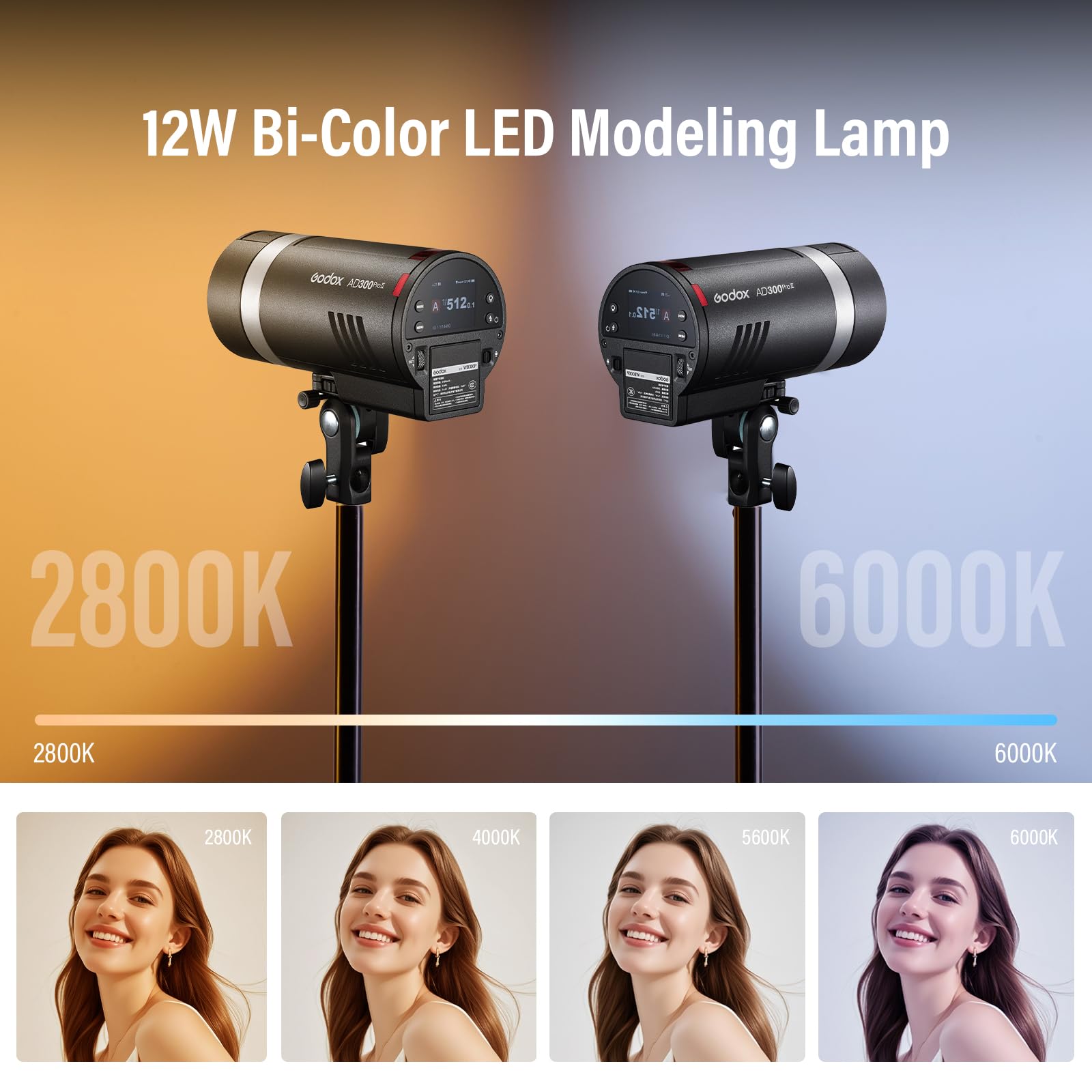 GODOX AD300Pro II AD300 ProII 300Ws TTL Flash Strumentale Esterno HSS 1/8000s 350 Flash Regolazione a 10 Livelli Indicatore a 16 Gruppi Lampada Modellante Bicolore 12W 2800K-6000K (AD300Pro 2026)