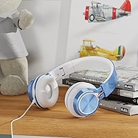 Vista 7 de AILIHEN Auriculares para Niños para la Escuela para Chicos, Auriculares con Micrófono para Chromebook Laptop Computadora Smartphone, Auriculares Azul