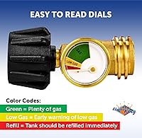 Vista 5 de Flame King - Indicador de nivel de tanque de propano, detector de fugas, manómetro de presión de gas codificado por color que brilla