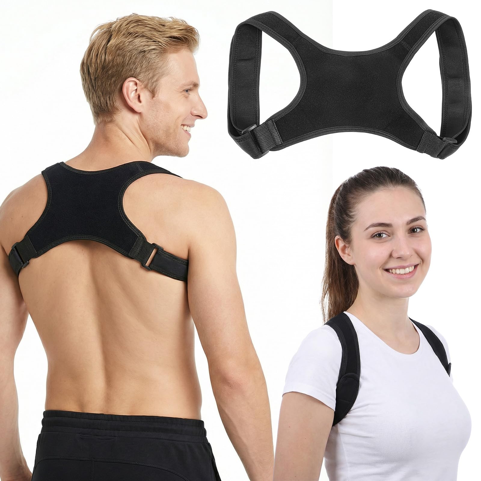 – Posture Corrector Adjustable Comfortable Back Brace Lightweight Breathable Upper Straightener Support for Women Men Lower Back Shoulder Clavicle Neck Hunchback Pain Relief