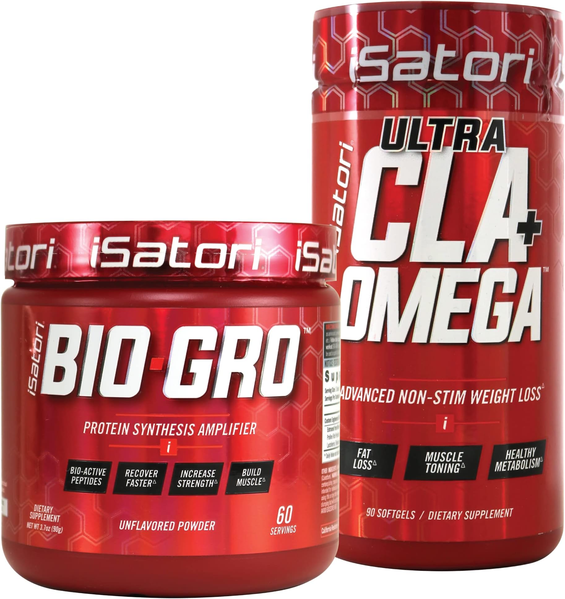 Bio-GRO Protein Synthesis Amplifier - Unflavored (60 Servings) & iSatori Ultra CLA + Omega (90 Softgels)