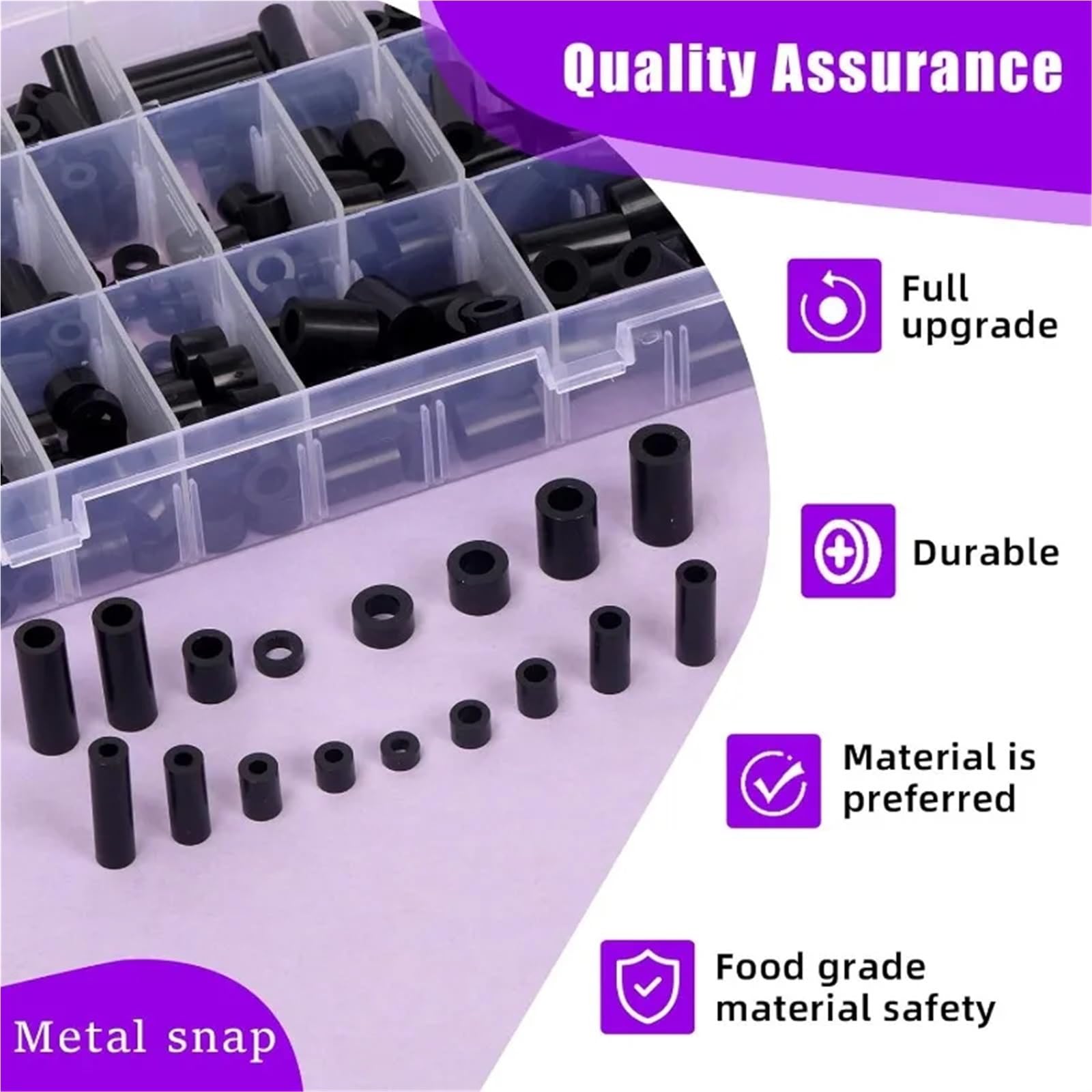 Abstandshalter, 540 Stück, 18 Größen, schwarz/weiß, Nylon, rund, Schraubenmuttern-Sortiment-Set for M3, M4, M5, M6, Schrauben, Prototyping(Black)