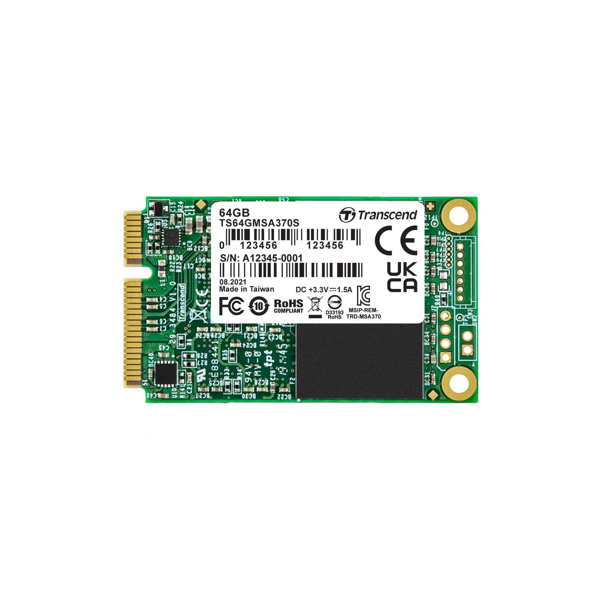 Transcend MSA370S SSD Interne 64GB mSATA SATA III 6 GB/s MLC NAND - TS64GMSA370S