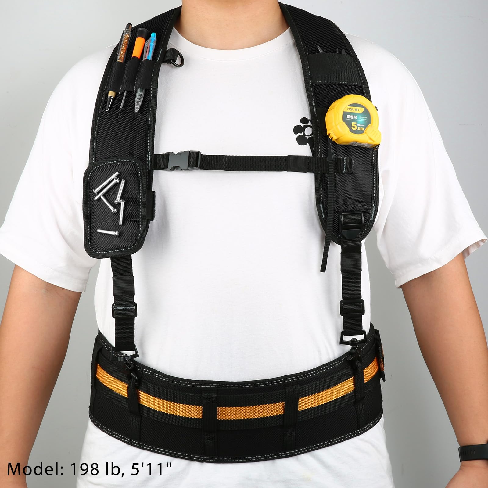 Ceinture porte-outils avec bracelet magnétique et boucle de fixation pour charpentier électricien encadreur