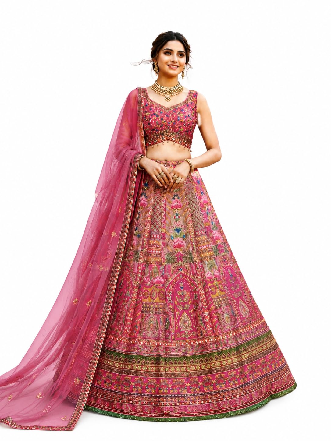 Pink Printed Lehenga Choli with Dupatta-image-19