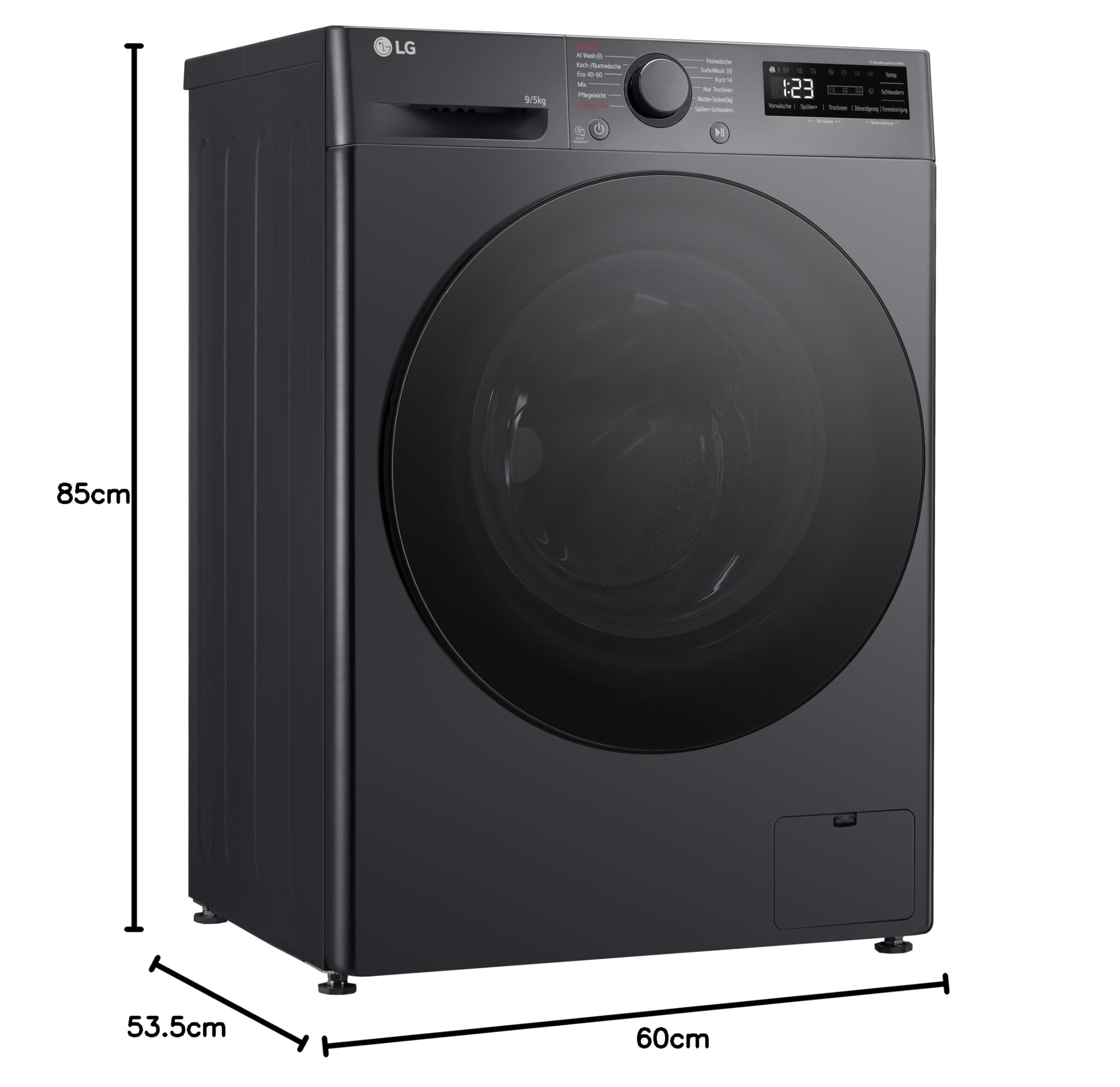 LG V5WD95SLIMB Waschtrockner 60 cm 1200 U/min AquaControl WiFi AI DD Slim Middle Black