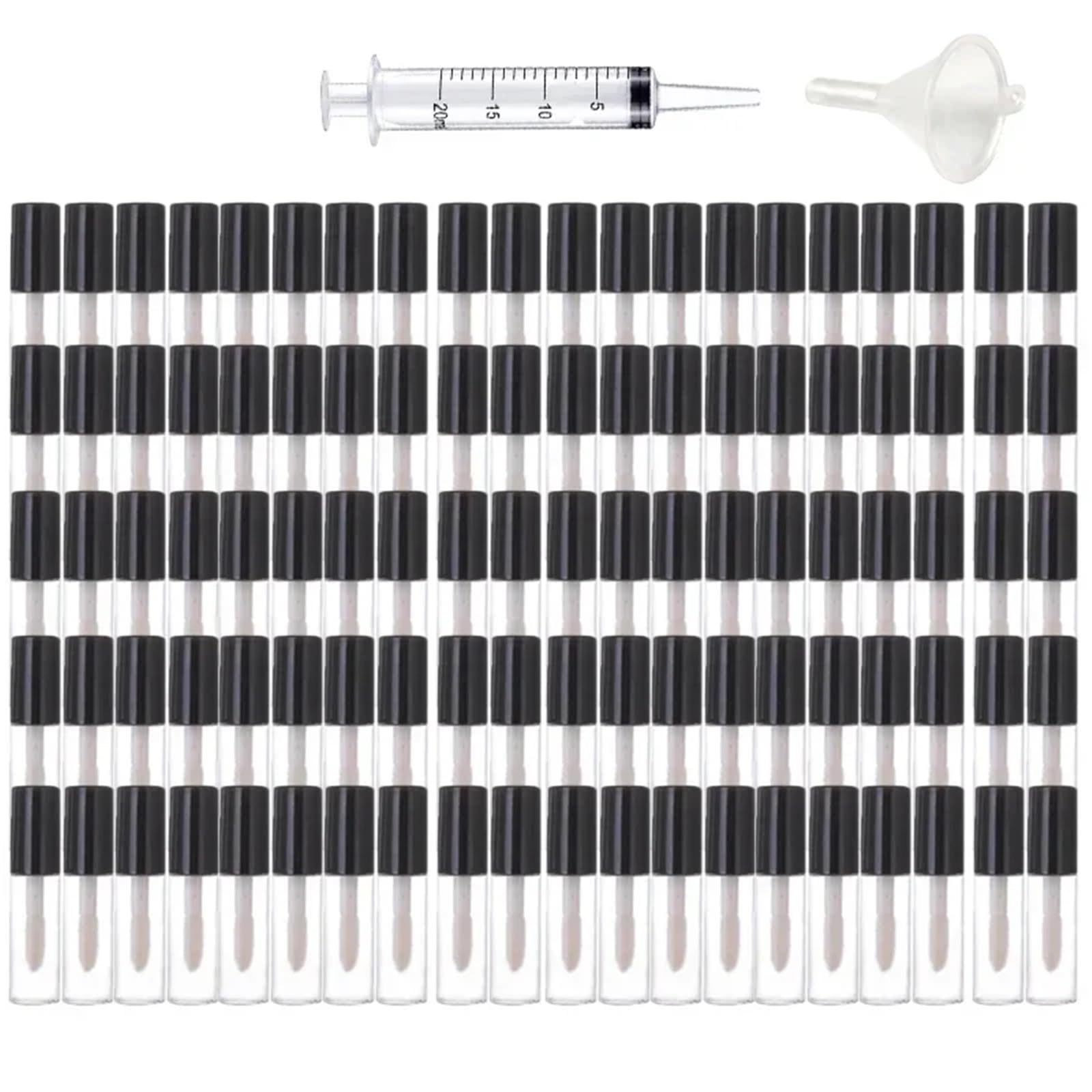 GIUPLOKID Empty Lip Balm Container, Empty Lipstick Tubes With Wand, 1.2ml Multicolor, 100 Pcs(Black)