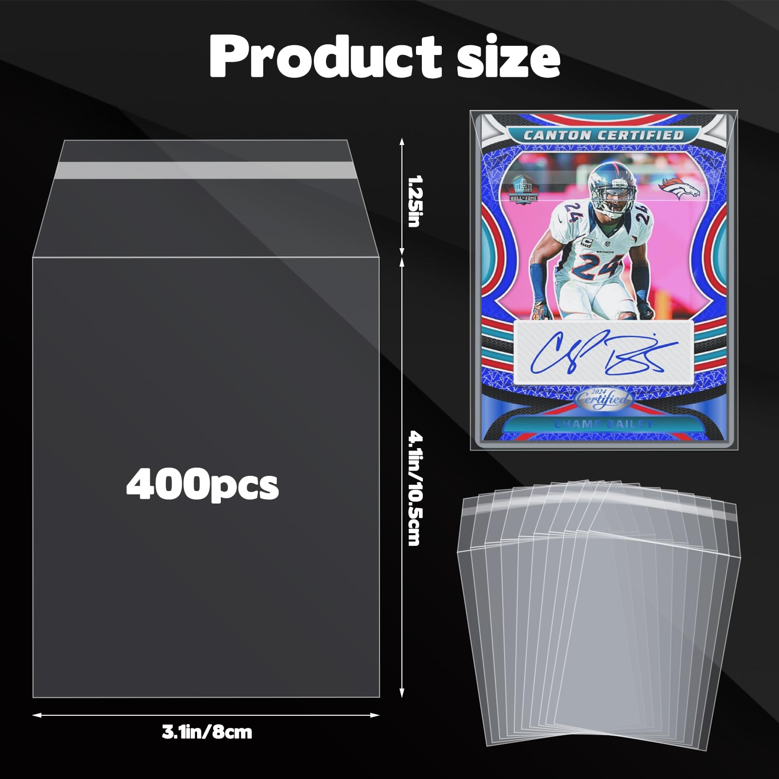 400 fundas de carga superior para cargadores superiores, bolsas de equipo resellables para soporte de tarjetas rígidas de 35 a 75 PT, fundas para tarjetas de intercambio, protectores de tarjetas de