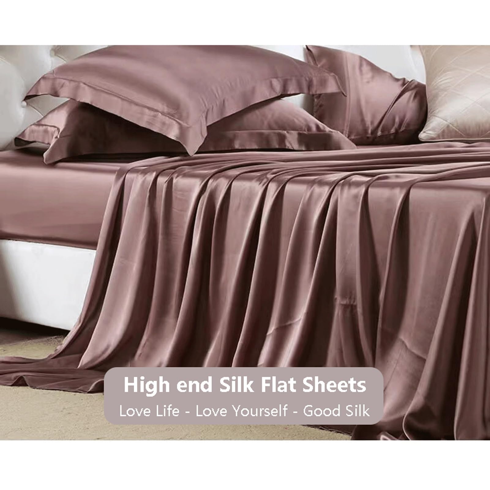 新品 シルク フラットシーツ & 枕カバー 2枚組セット クイーンサイズ