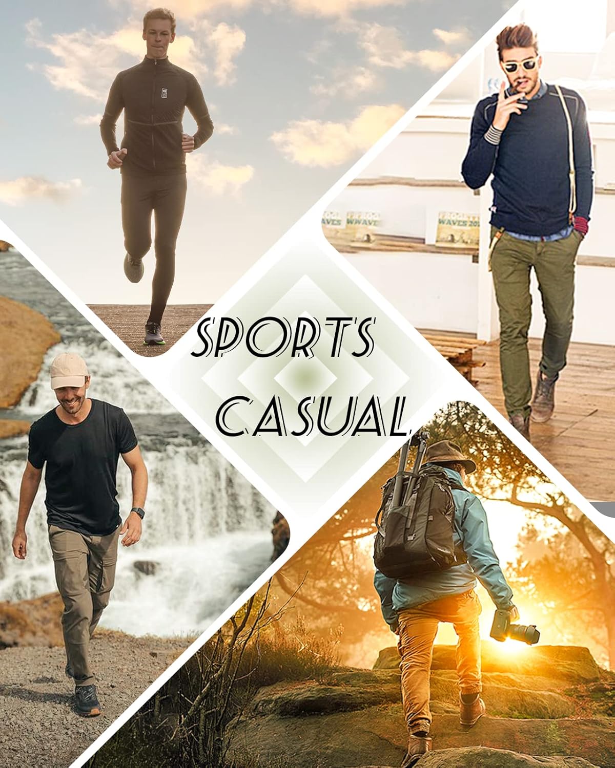 Mens Hiking Pants Quick Dry Golf Joggers with Pockets Stretch Pants Slim Fit Lightweight Travel Athletic Workout