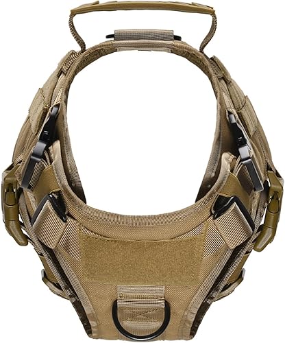 Miniatura 8 de Motusamare - Chaleco de entrenamiento para perro, de nailon, resistente al agua, ajustable, cómodo, arnés táctico K9 con asa (camuflaje), L