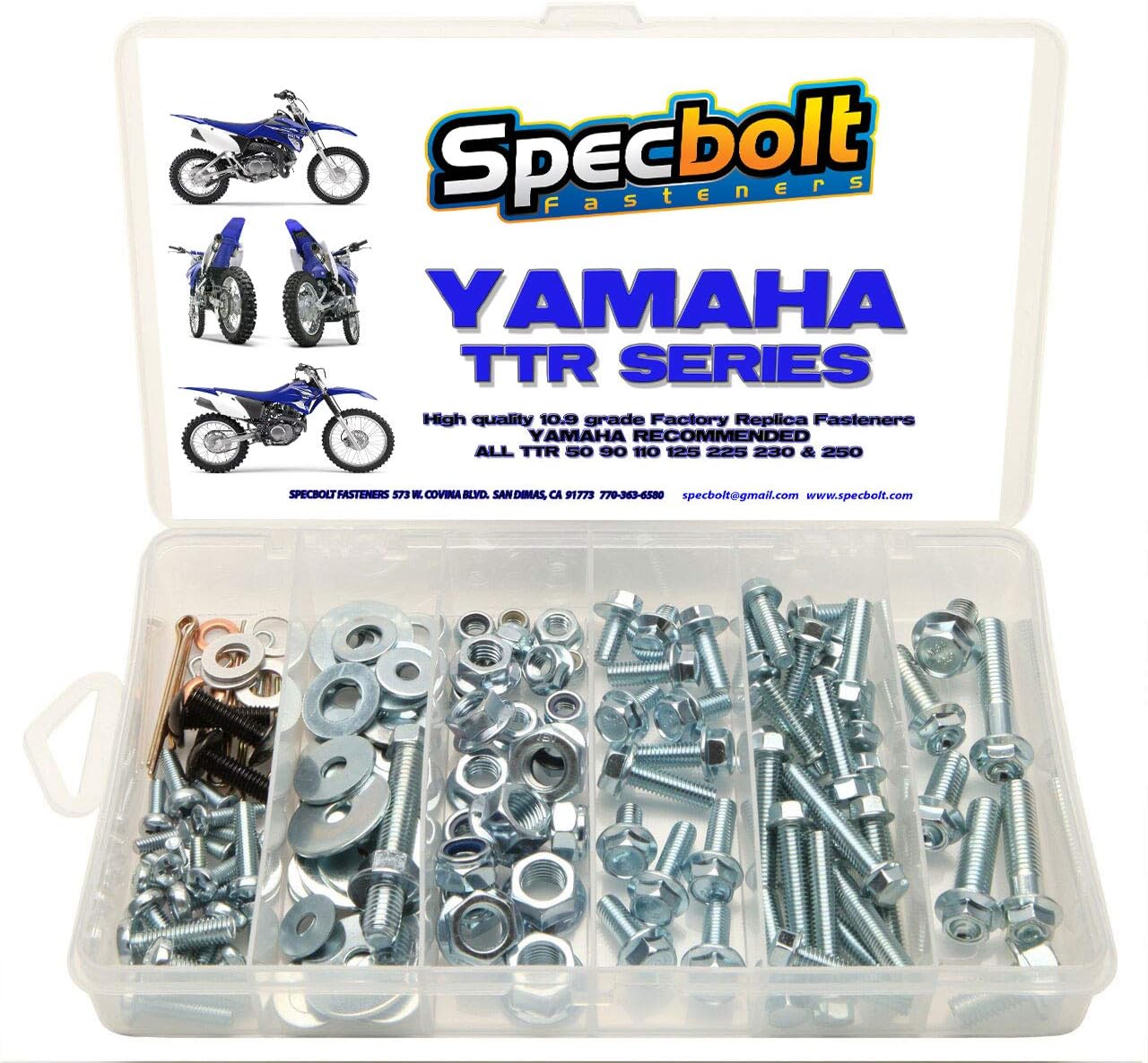 120pc Specbolt Fasteners Bolt Kit Fits: Yamaha TTR 1994-Present Maintenance Restoration TTR50 TTR80 TTR90 TTR110 TTR125 TTR225 TTR250 TTR600 50 80 90 110 125 225 250 600 XT PW