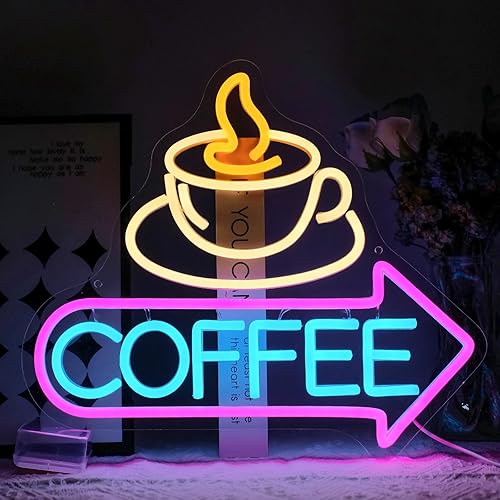 Letrero de neón de café para habitación, letreros de neón para decoración de pared, letrero LED para habitación, decoración de dormitorio, fiesta en