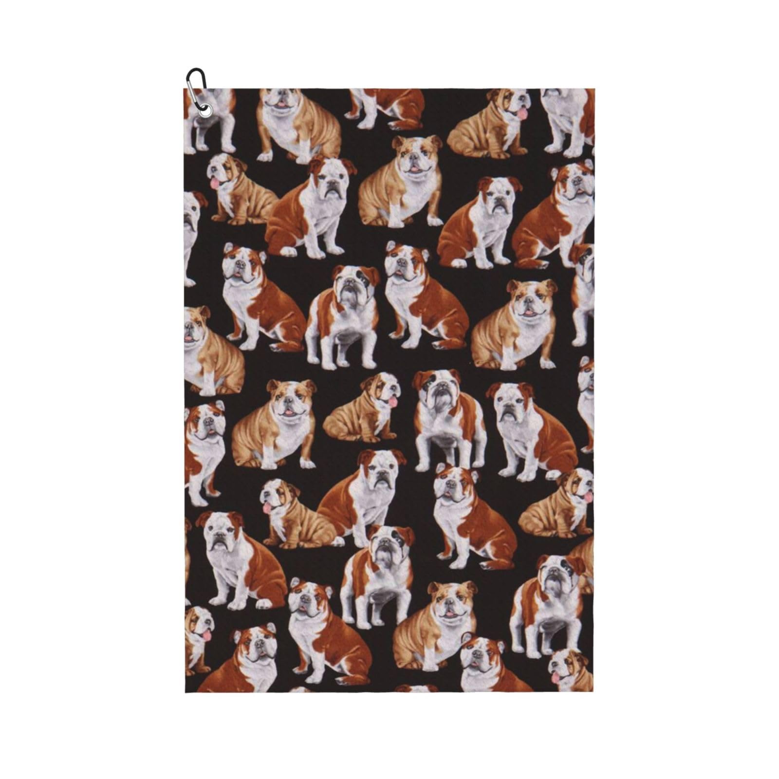 Hnnkloy English Bulldog, 16x24 in Portable Waffle Golf Towels with Carabiner Clip for Golf Bag