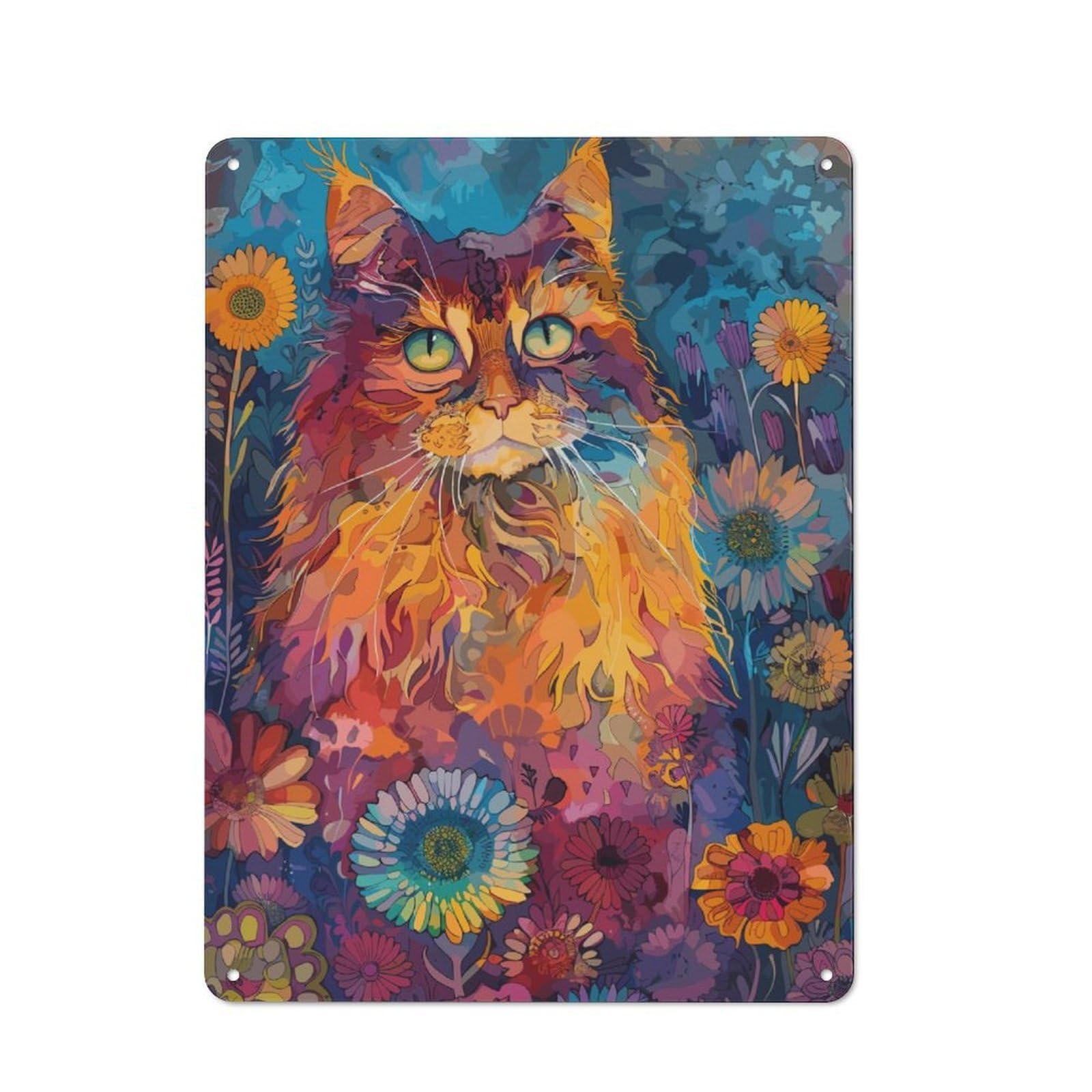 Retro Maine Coon Metal Wall Plaque 40x30cm, Nostalgic Wall Art for Living Room, Hallway, Kitchen Or Cafe
