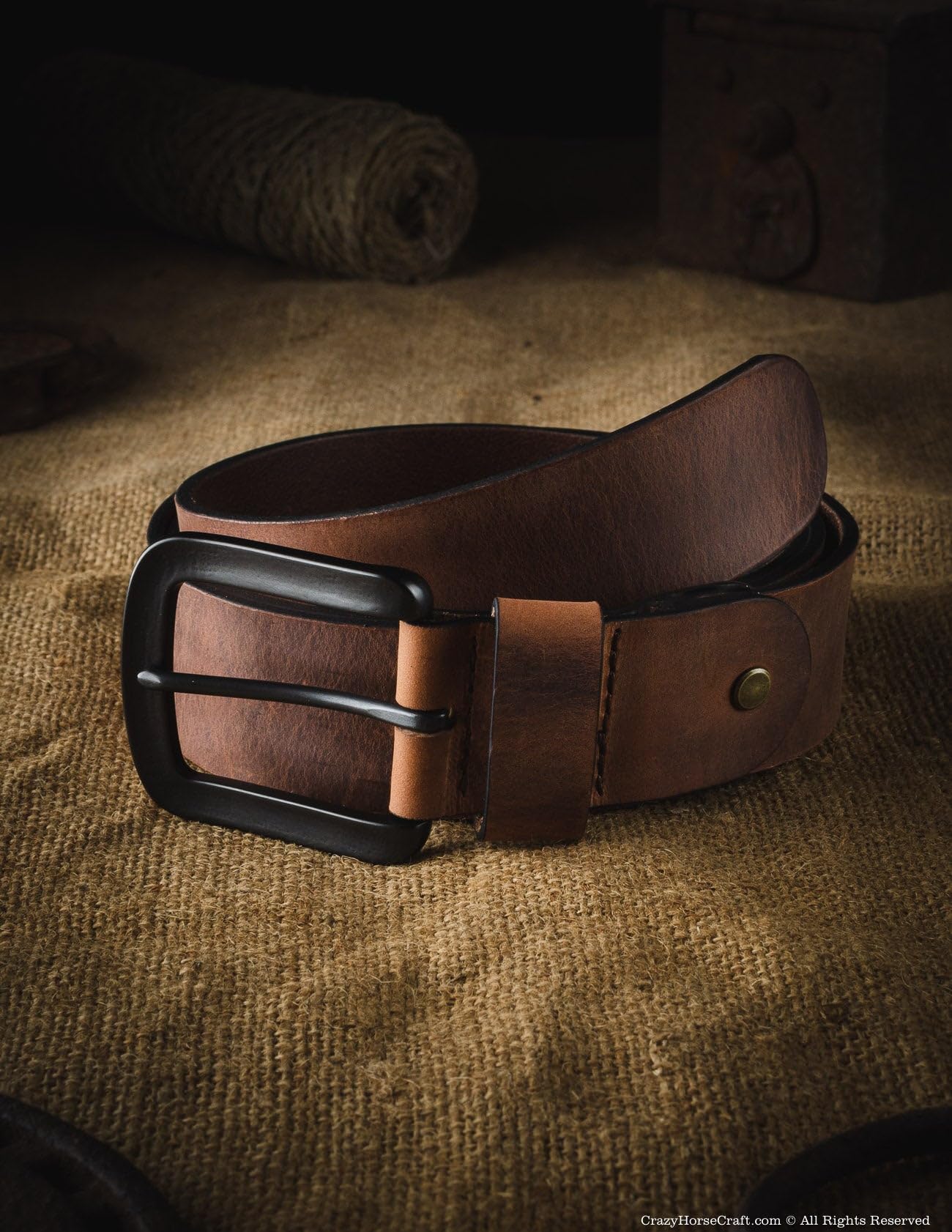 Crazy Horse Craft Ledergürtel Herren Damen, Vintage Italienisches Leder