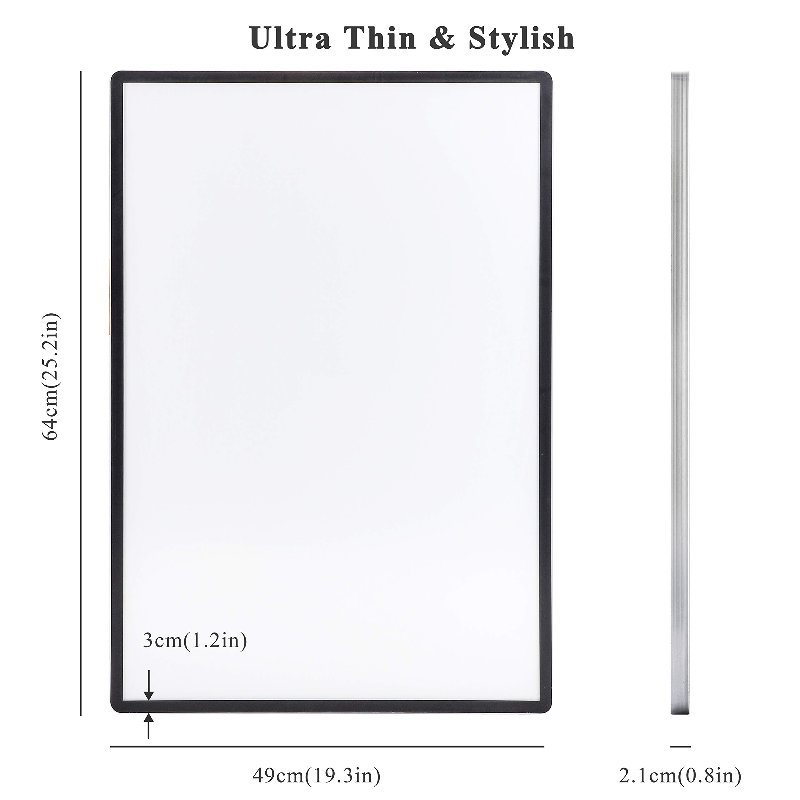 Marco de póster con luz retroiluminada de película, soporte para carteles publicitarios, 45,7 x 60,9 cm en plata, montaje en pared, perfil de aluminio, marco magnético para cartel de