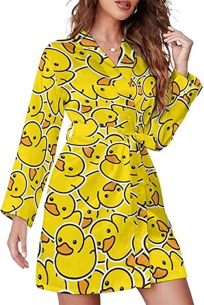 LOTSFUNS Women's Yellow Rubber Duck Ducky Cute Cartoon Animal Robes ...