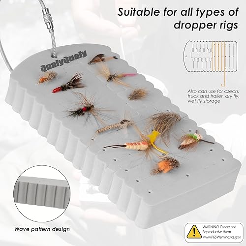 Miniatura 5 de QualyQualy Parche para moscas, paquete de 2 goteros, tarjeta de espuma ligera, accesorios de pesca con mosca para moscas y serpentinas