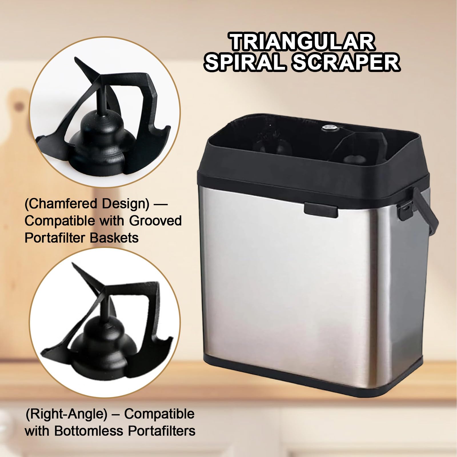 Limpiador De Portafiltros EléCtrico, Limpiador AutomáTico De Portafiltros, con 2 Raspadores Y Cabezales De Cepillo, Ideal para Cafeterías DoméSticas O Comerciales