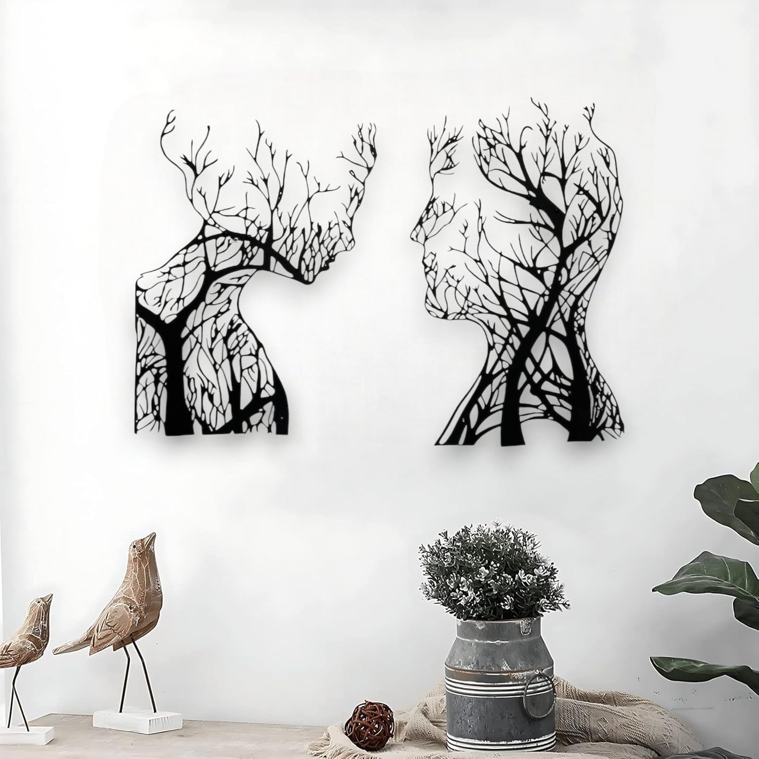 Tubibu Tree of Life Wall Decoration, Black Metal Wall Picture, Home Wall Art Decoration, Wall Sticker 3D, Modern Decoration, Pictures for Home, Office, Bedroom, Living Room and Kitchen (Human, X-Large