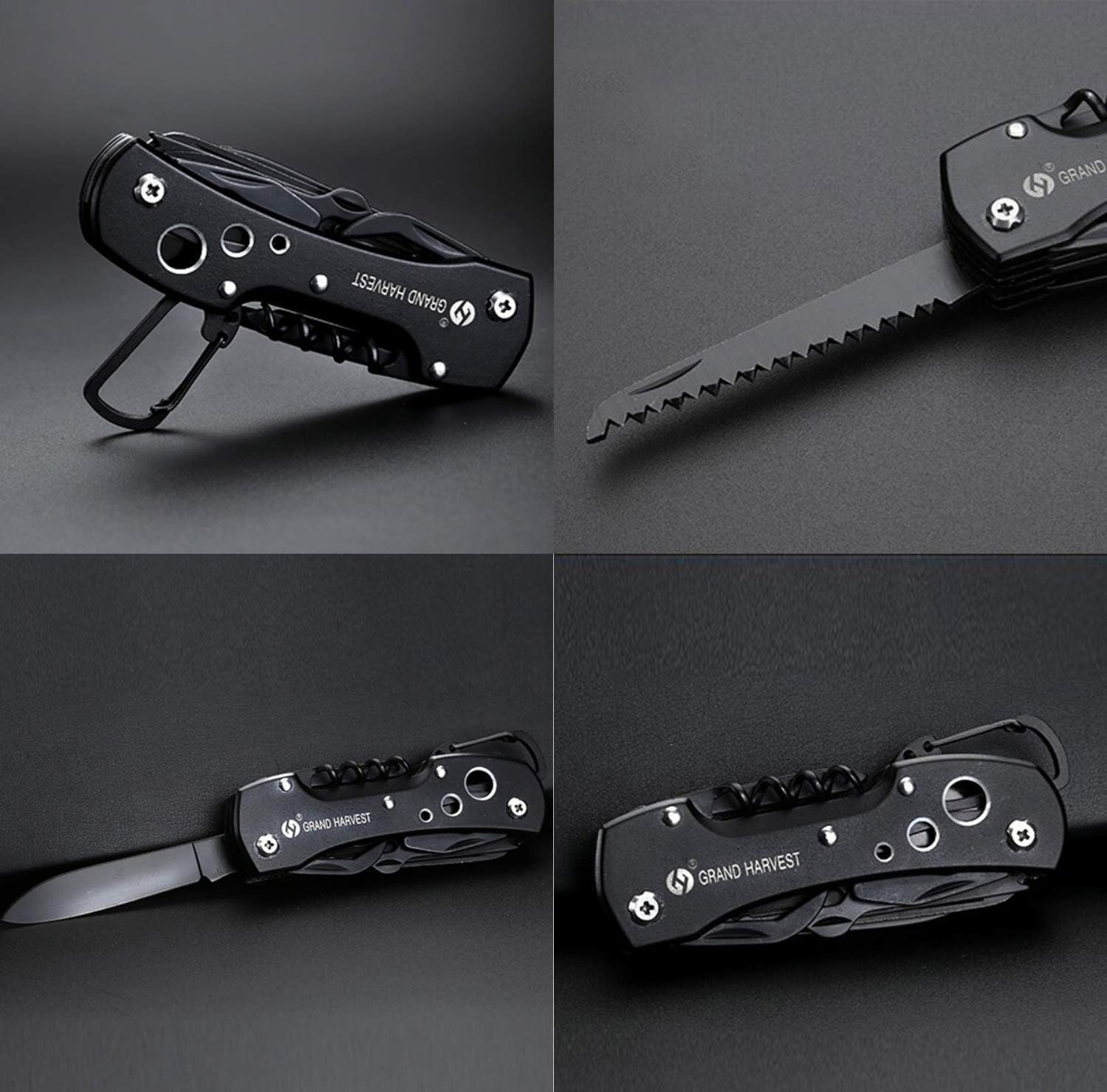 super Deal Titanium Black Portable Pocket Multi-Functional Multi Tool Wire Cutter Pliers Sheath Multipurpose Survival Camping Fishing Hunting Hiking Multiknife Pack of 1